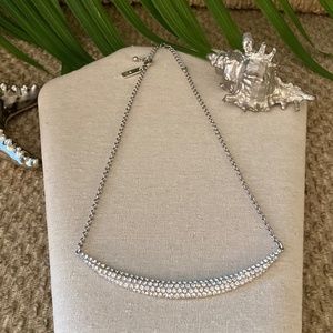 INC Diamond Bar Necklace SILVER Choker